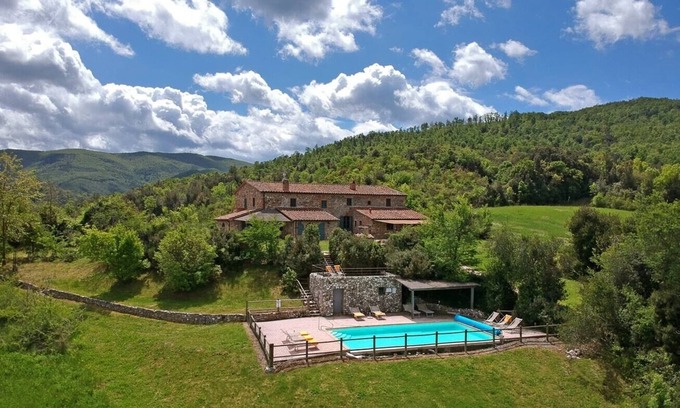 Montecatini Val di Cecina Villa | Large private villa with heated fenced pool