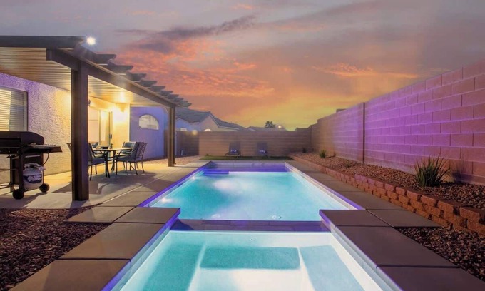 North Las Vegas House | Lavish 4BR Vegas Pool House w/Heated Pool + Spa