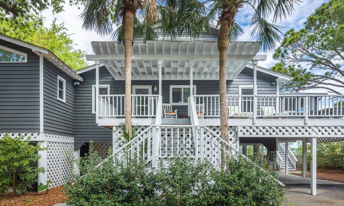 Folly Beach House | Lovely Home on Deep Water/Dock/Short walk to Beach/Pets Considered.