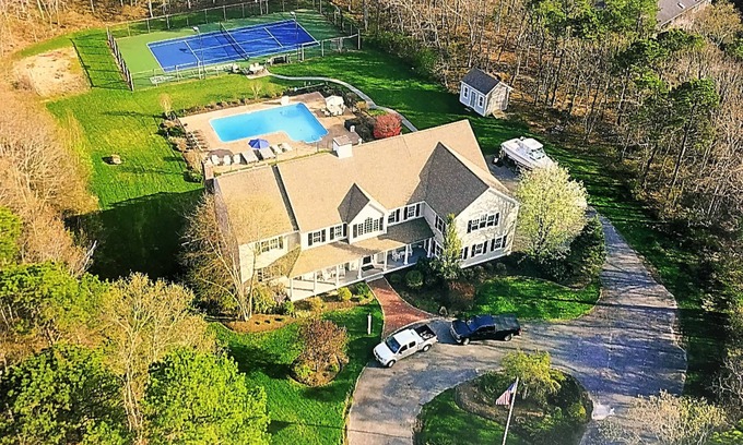 West Barnstable House | Luxurious 7BR Estate Includes - Tennis Crt, Pool, Hot Tub, Home Theater, & Gym!