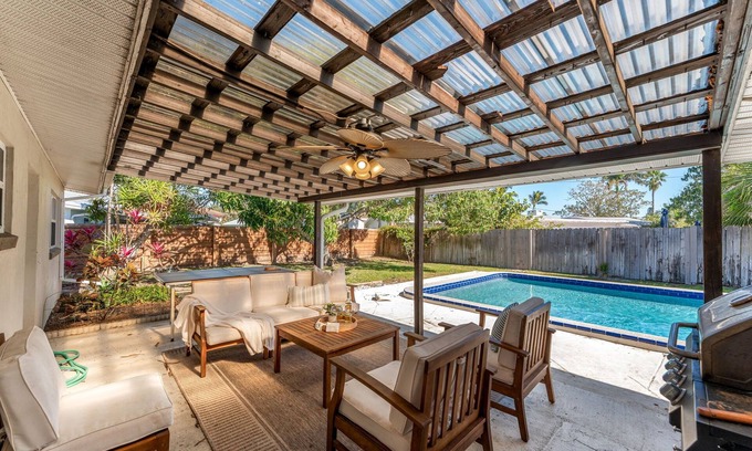 Cocoa Isles House | Modern Seaside Boho Home – Stylish House with Private Pool & Spacious Backyard!