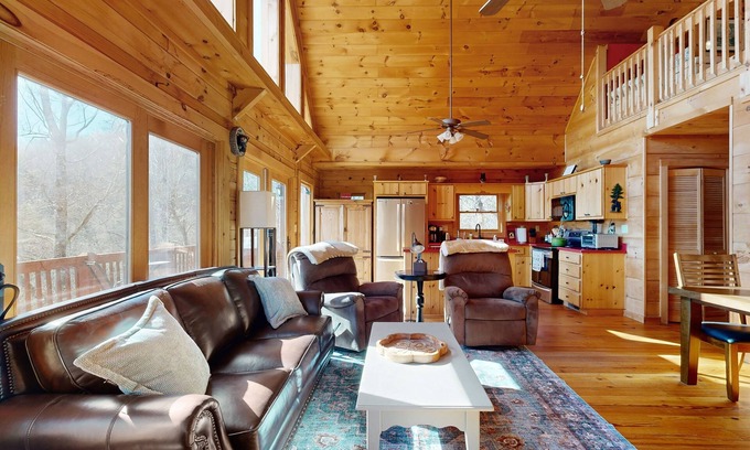 Zirconia House | Mtn-view home close to parks with private sauna, decks, wood stove, grill, W/D
