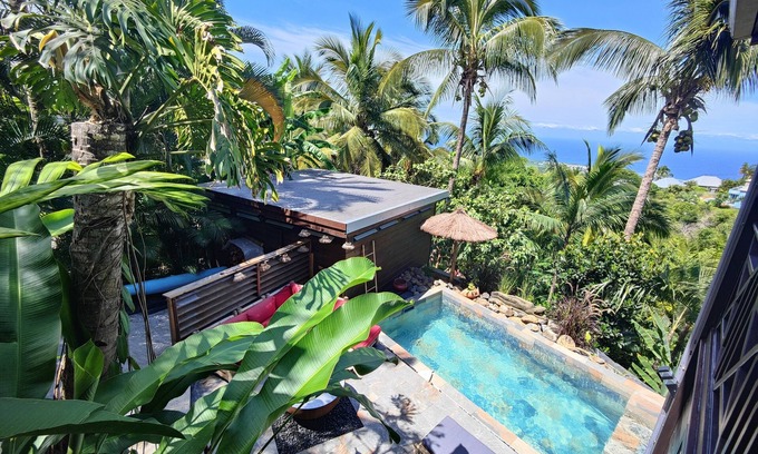Les Avirons Apartment | nugget! Ocean view studio with private Jacuzzi in an exceptional tropical garden
