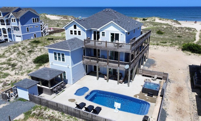 Carova Beach House | OCEANFRONT, Pool, 4-wheel drive area, Wild Horses, Ocean Views, Pool Table-4x2105, Blue Dune