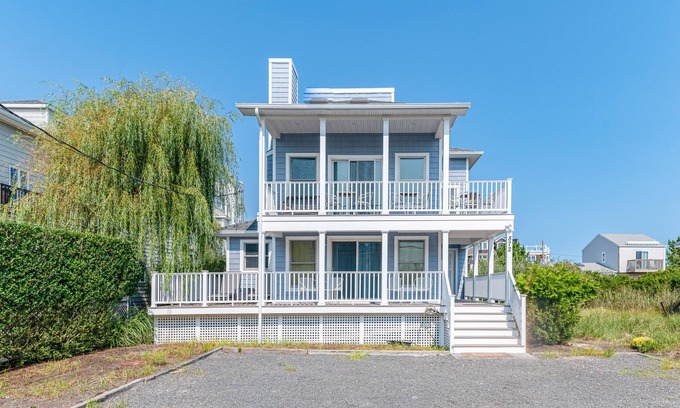 West Hampton Dunes House | Oceanview home with a washer/dryer, spacious deck, central AC, fireplace