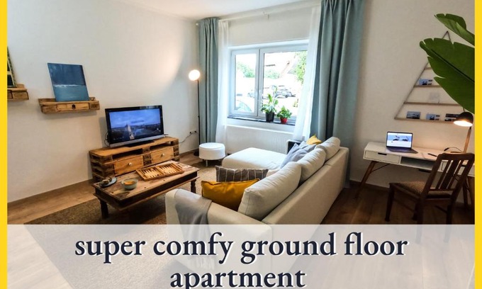 Linkenheim-Hochstetten Apartment | Parterre Lounge mit Terrasse -Nähe Karlsruhe & KIT - ohne Treppen -barrierefreie Dusche