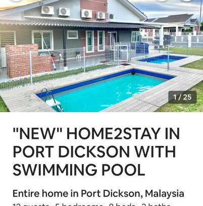 Port Dickson House | PD Swimming Pool 5 ROOM Homestay