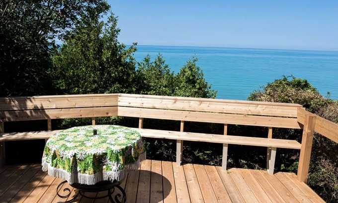 Bluewater Cottage | Peach of a private beach! Waterfront cliff cottage near Bayfield