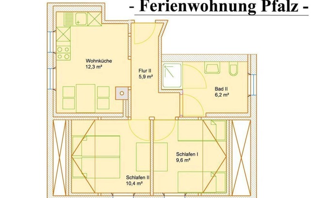 Bundenthal Apartment | Pfalz, 2 Schlafzimmer - Fröhlich-daheim