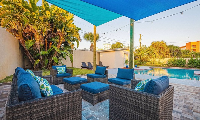 Banana River Estates House | Pier Beach House! Heated Pool, Spa, Steps to Sand