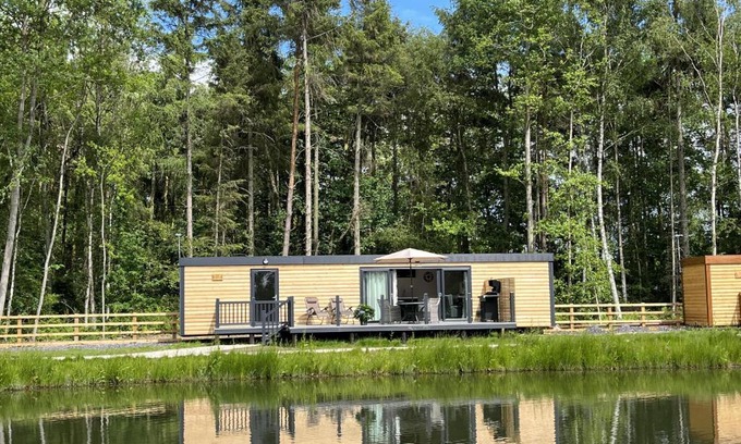 Storwood House | Pine Boutique Lodge with hot tub for couples & dog