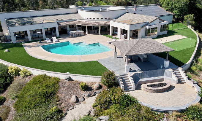 Lake Hodges House | Private Gated 6-BDR Luxury Estate - Gym, Sauna, Cold Plunge, Pool. Lake View!