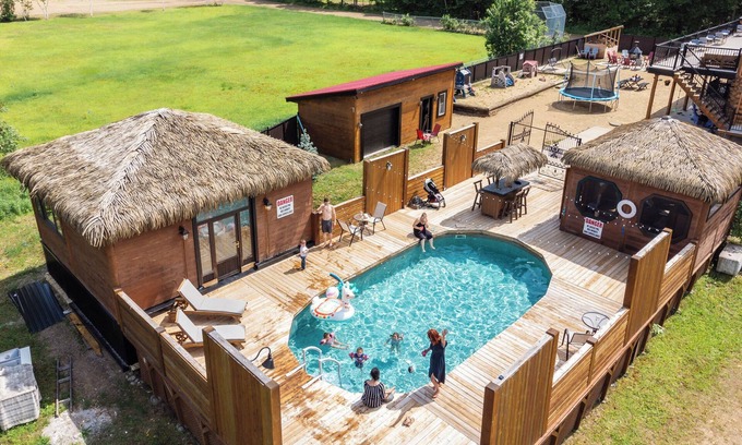 Mandeville Ski Chalet | Private log cabin resort, 30 people, pool, spa, games room, and +.