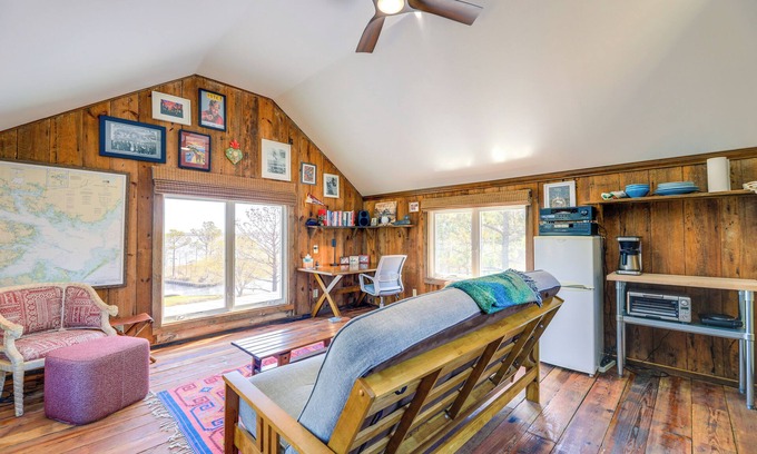 Hobucken Apartment | Riverfront Haven: Converted Barn w/Deck in Aurora