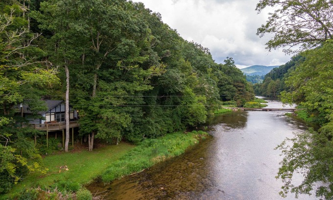 Todd Cabin | Rivers Edge in Todd - Home with hot tub- Enjoy the River from your front porch rocker