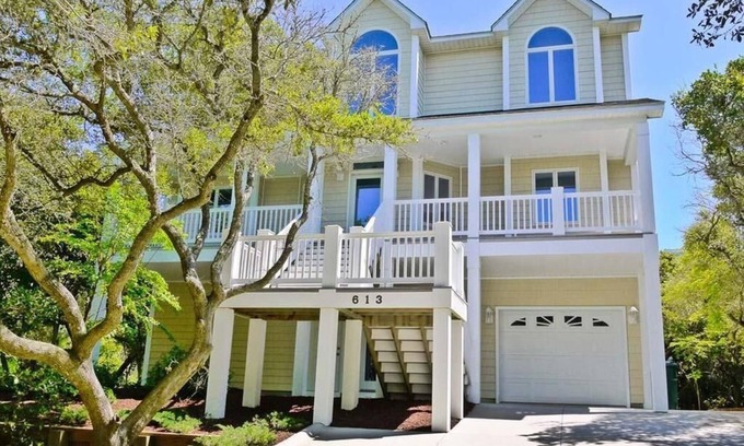 Pine Knoll Shores House | Secluded Ocean front home 7BR/5.5 BA with private pool, elevator, theater, gym