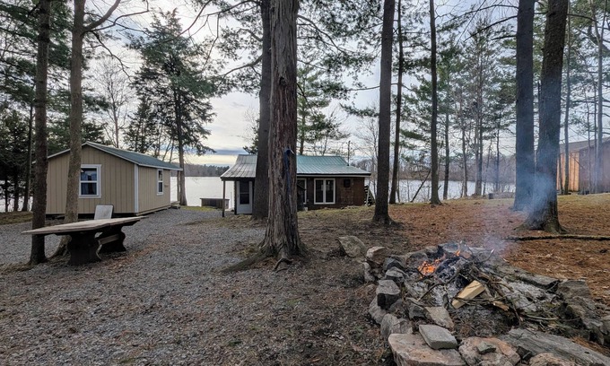 Town of Macomb Cabin | Small Lakefront Cabin on Black Lake with Dock -can sleep 13