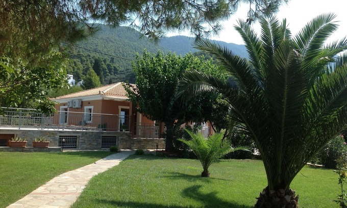 Elios Villa | Spectacular beachfront villa with private pool and orchards