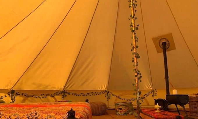 Dwyran Cabin | Star Gazing Cozy Hot Tent with Log Burner