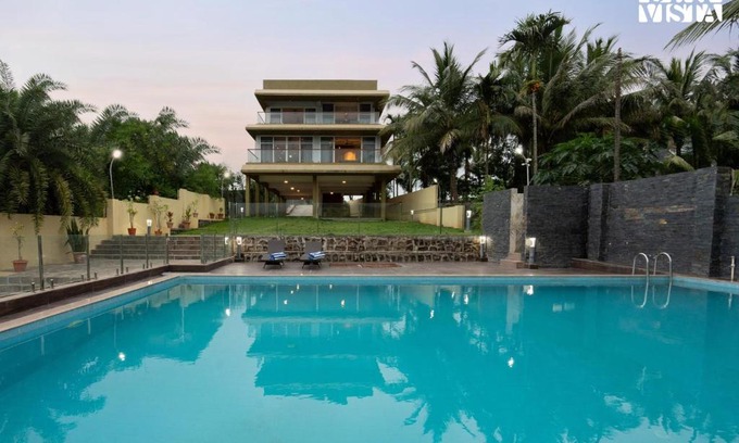 Wadgaon Villa | StayVista's Rivulet Waters - Lakefront Villa with Infinity Pool, Jacuzzi, Lawn, and Rustic Gazebo