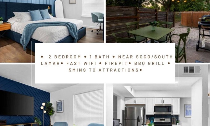 South Lamar House | Stylish 2BR Oasis with Private Patio - Sleeps 8