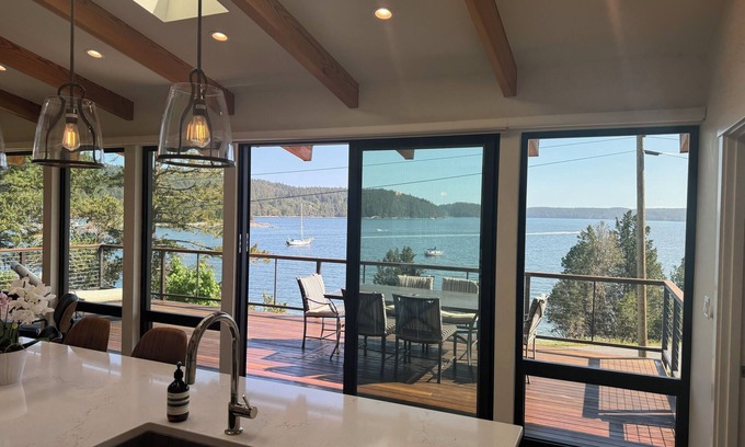 West Sound House | Summer Daze - enjoy in/outdoor living in this new ocean front designer home.