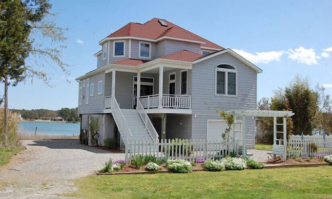 Deep Hole House | Sunrise Over Little Oyster Bay - 4BR Waterfront home with decks & pier.