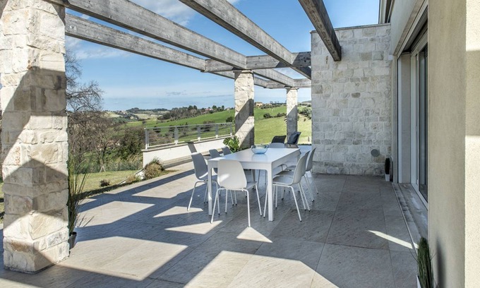 Camerano Villa | Sunset Villa - San Germano, wonderful villa with panoramic garden
