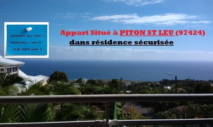 Piton Saint-Leu Apartment | T2 sea view 100% + parking + wifi