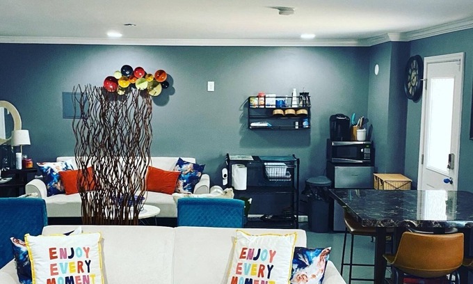 Powder Springs House | The Classy Cave! A spacious, basement suite hideaway w/hotel style kitchenette.