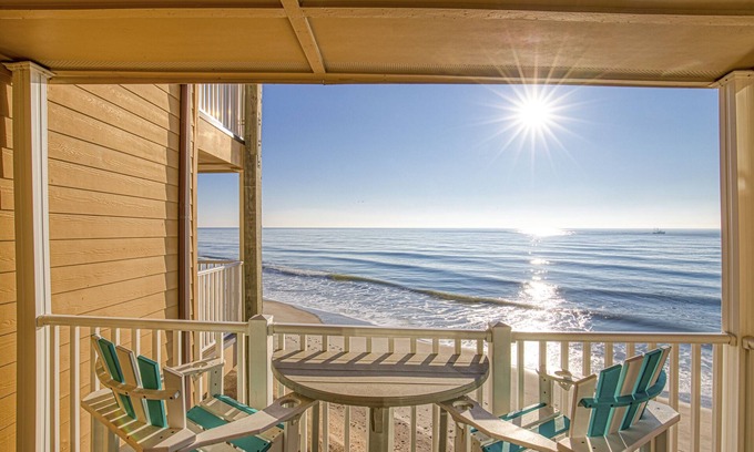 Sneads Ferry Condo | Topsail Dunes condo - ocean-view balcony - beach access & beachfront pool
