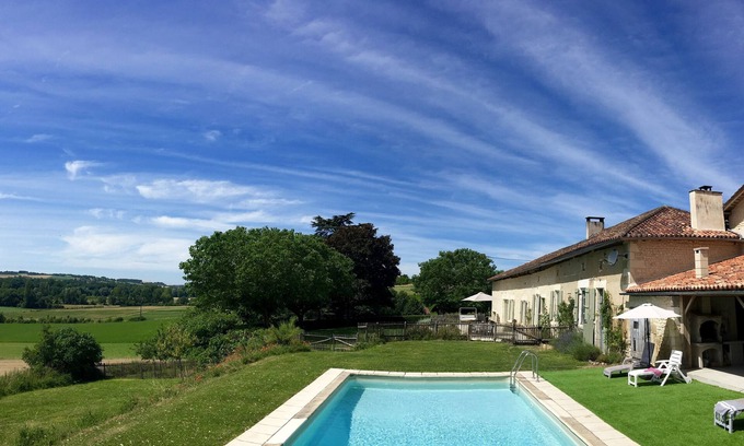 Montboyer House | Traditional French farmhouse, private pool, stunning country views, sleeps 10