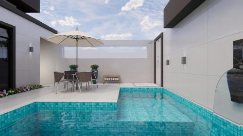 Aviacao House | Uma Quadra do MAR Com PISCINA, Churrasqueira, 2 Vg de Garagem e 3 Quartos!