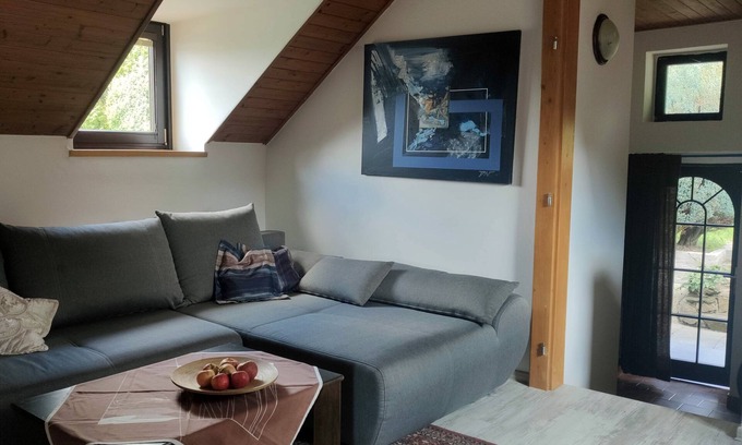 Zlin House | Unique attic with garden, library, bathtub, wifi & free parking