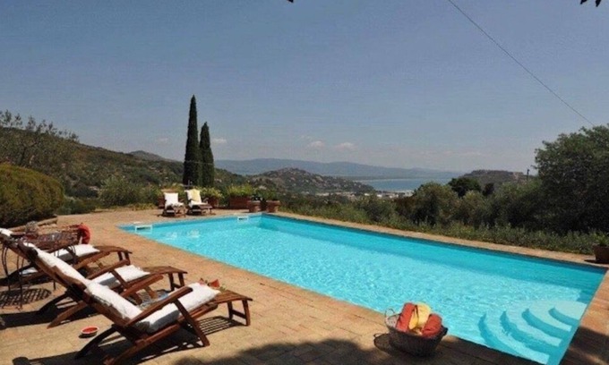 Porto Ercole Villa | Villa with swimming pool and panoramic view of Porto Ercole - Daily cleaning