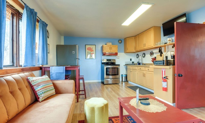 Vernon Apartment | Walk to Trails: Artsy Mtn-View Getaway in Vernon!