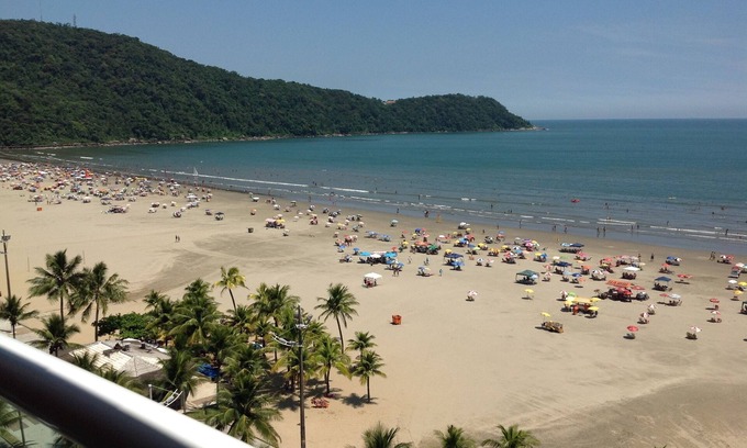 Canto do Forte Apartment | Wonderful Apt with Gourmet Balcony Facing the Beach and Sea Views