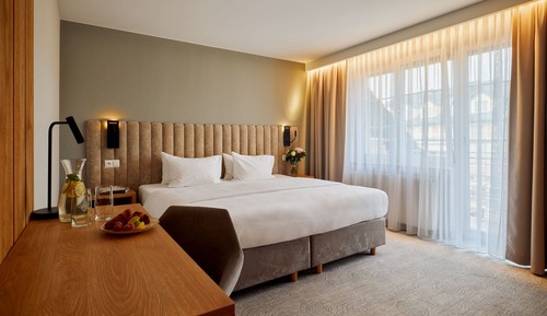 Pokój z lózkiem typu king size i rozkladana sofa