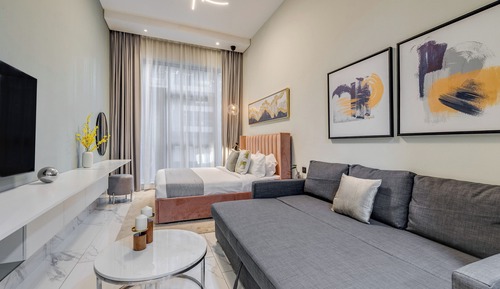 Design Studio, 1 Queen Bed with Sofa bed, Kitchen, Courtyard View