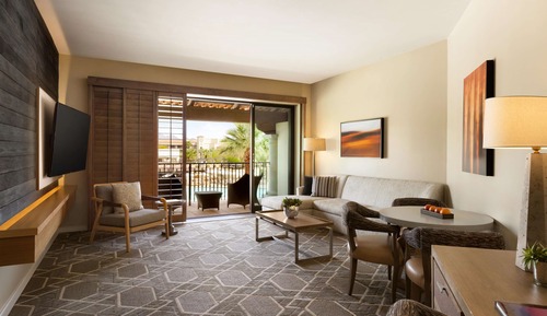 Sunset Beach 1 Bedroom Suite 1 King-1077sf 100sm Patio or balcony, pool view, oversized shower