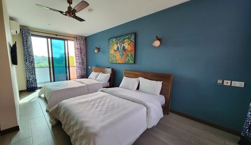 Deluxe Twin Room, 2 Double Beds, Garden View, Garden Area
