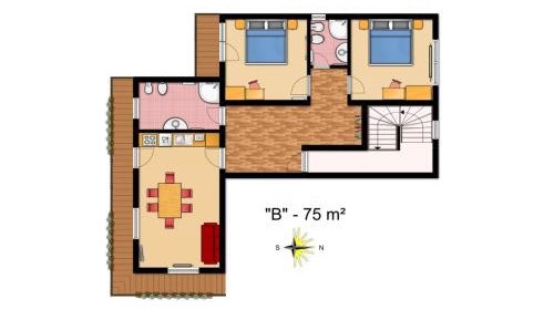 Two-Bedroom Apartment with Balcony (4 Adults)