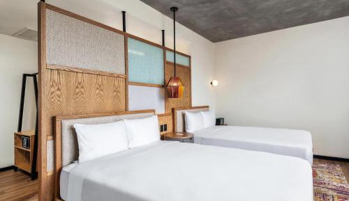 Double Room with Two Double Beds and City View