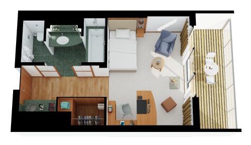 Garden Studio with Balcony