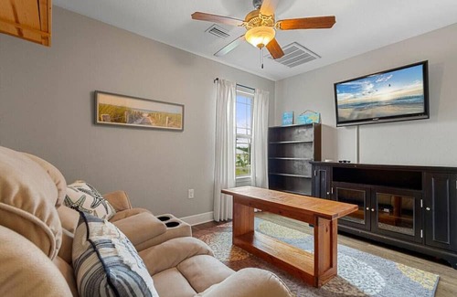 Sunset Bayou House | Beachy Blue House, 5 minutes to beach, with private hot tub, 3 bedrms/2.5 baths