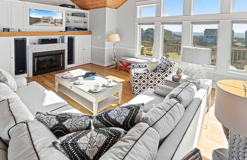 Hatteras House | On Special - Semi-Oceanfront Home w/ Hot Tub, Elevator, Game Room and Workstatio