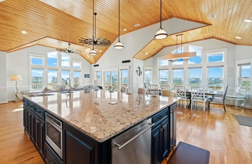 Hatteras House | On Special - Semi-Oceanfront Home w/ Hot Tub, Elevator, Game Room and Workstatio